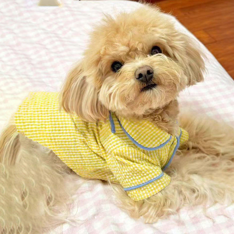 Pet spring and autumn thin dog pajamas puppy Bichon Maltese Schnauzer small fragrance style cat Teddy clothes