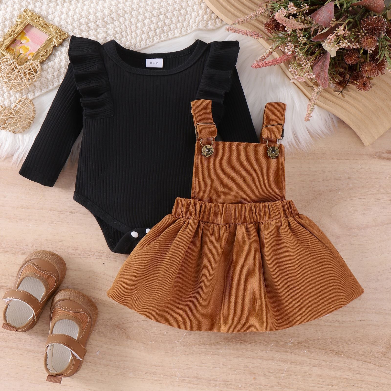 Foreign trade cross-border European and American autumn and winter multi-color girls suits small and medium-sized children's long-sleeved romper overalls skirt baby girl two-piece suit