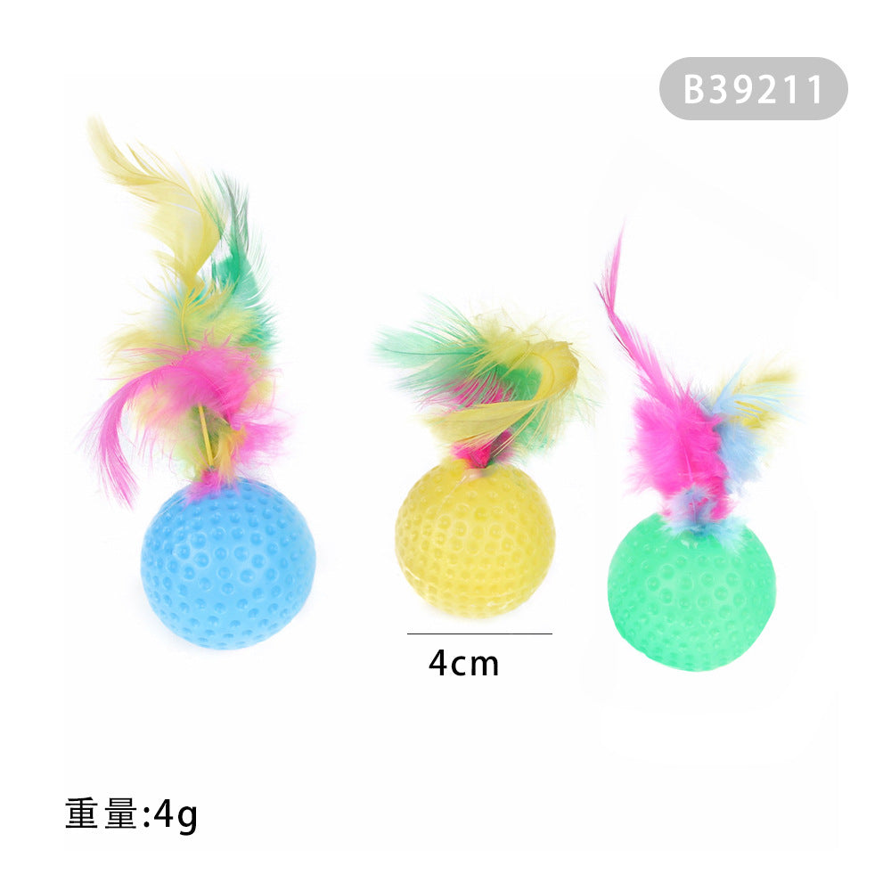Summary of cat toy combination accessories Plastic bell ball flower drum rainbow ball feather mouse pet cat toy