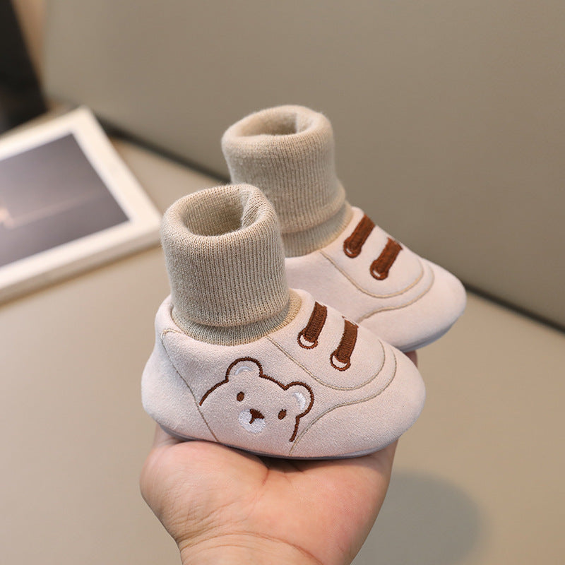 Autumn and winter baby shoes and socks 0-1 years old 3-6-12 months eight months cotton shoes warm men and women baby non-slip toddler shoes