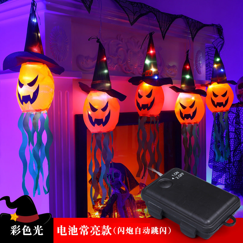 Spider web lamp Halloween decoration lantern LED atmosphere layout Halloween decoration props USB light string Amazon