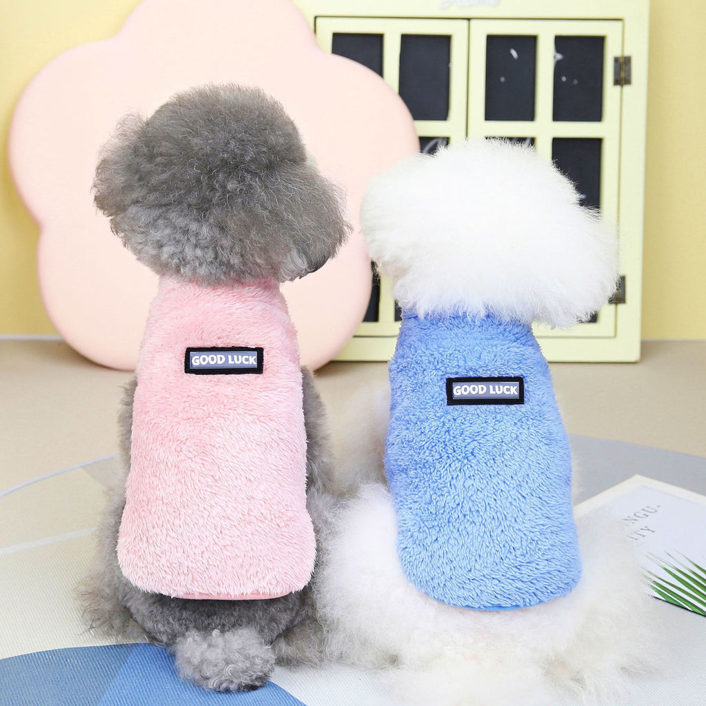 Pet clothes pet dog cat clothes pet two-leg fleece pajamas autumn and winter new 22 good luck fleece