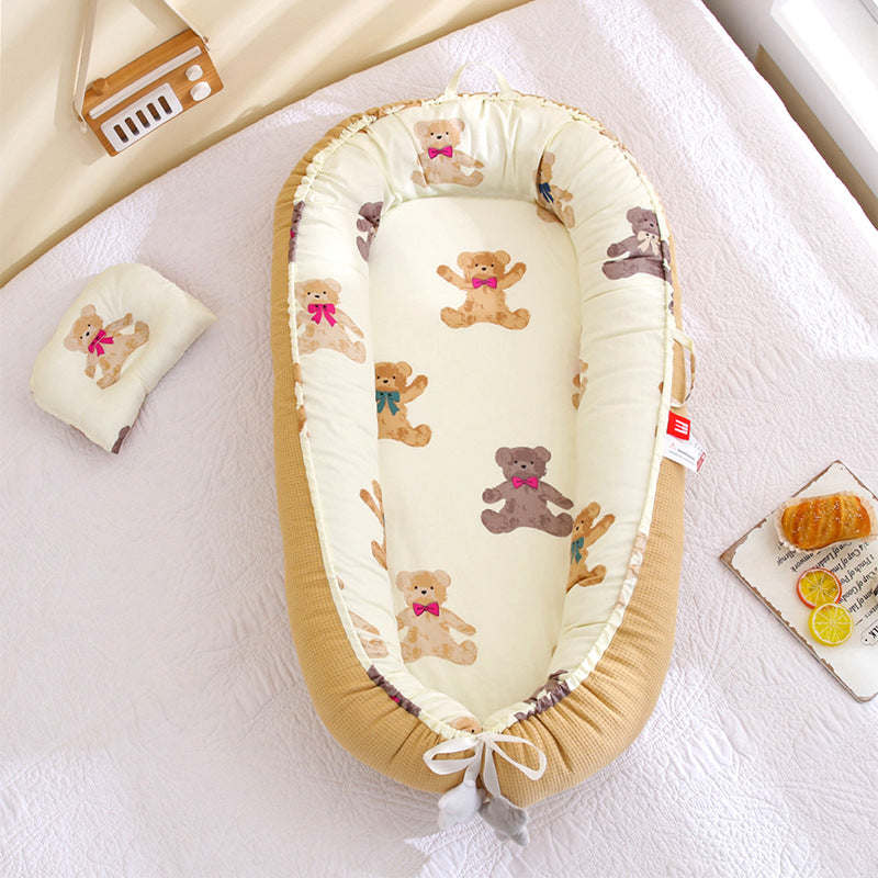 Hemei honeycomb breathable detachable and washable portable baby bed mid-bed bionic baby nest baby pillow travel baby bed