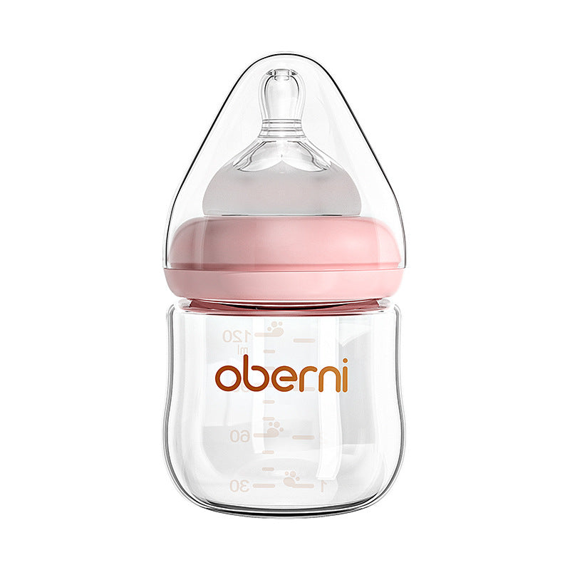 Oubani 150ML newborn glass bottle wide-mouth anti-choking and anti-flatulence baby bottle infant 0-6 months
