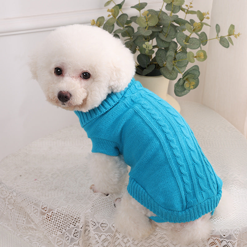 Amazon Pet Sweater Autumn and Winter Solid Color Small Dog Teddy Dog Sweater Pet Puppy Dog Clothes Wholesale