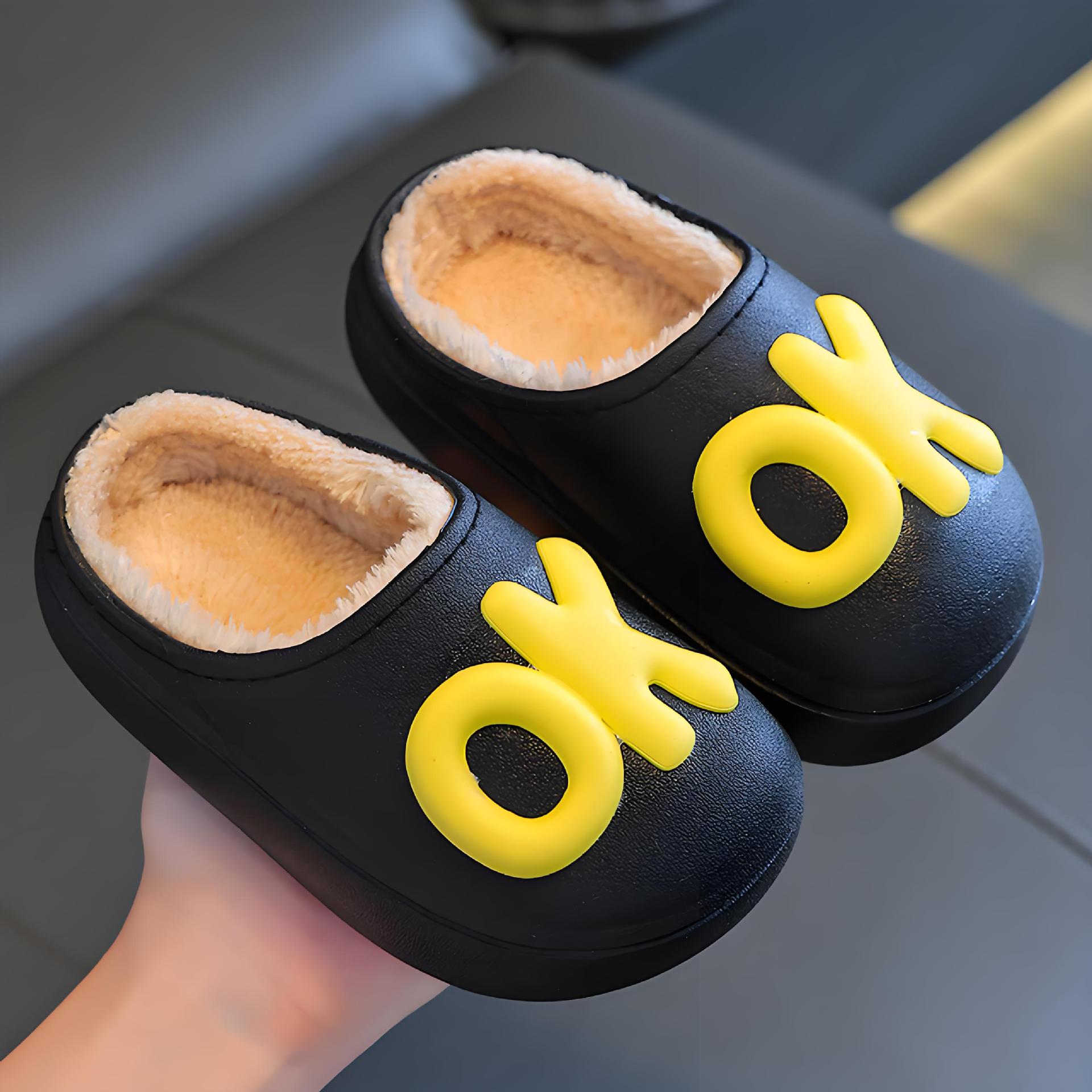 Winter waterproof, non-slip and warm for kids girls cartoon parent-child furry boys baby children cotton slippers