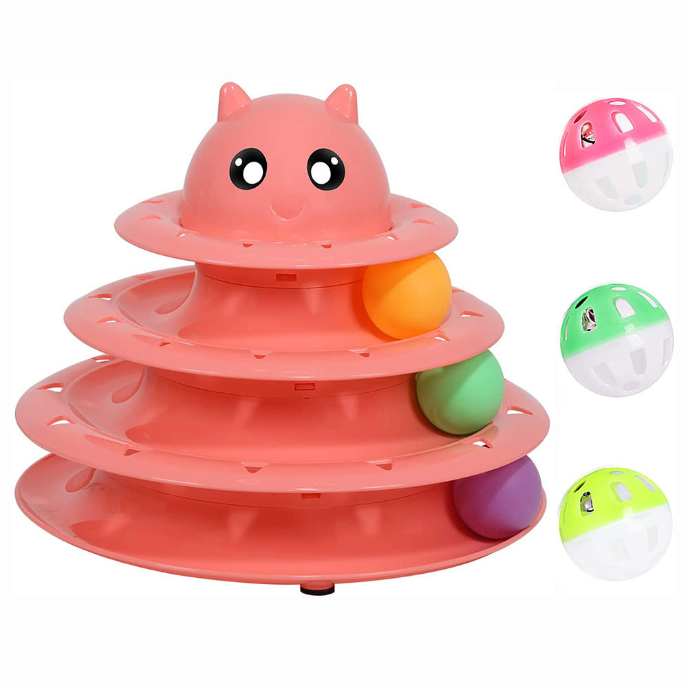 Cross-border manufacturers spot new pet toys cat three-layer cat turntable self-hey fun bell toy ball