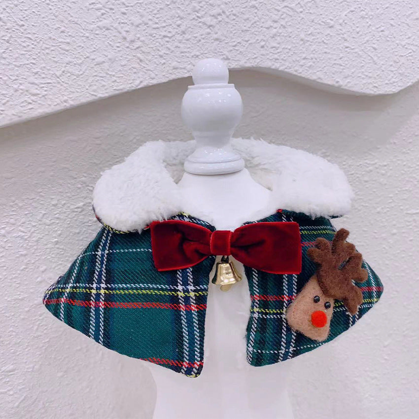 Pet Christmas clothes scarf cloak clothing New Year cat dog shawl neckband Teddy Bichon puppy cloak