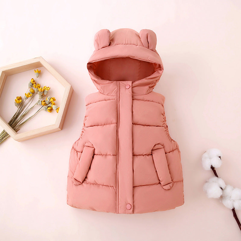 2025 autumn and winter children's thick down cotton vest vest girl waistcoat girl top baby warm cotton coat