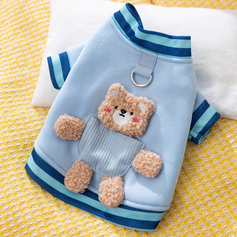 Autumn and winter dog clothes cartoon bear shoulder bag sweatshirt Teddy bear panda universal thin pet clothing