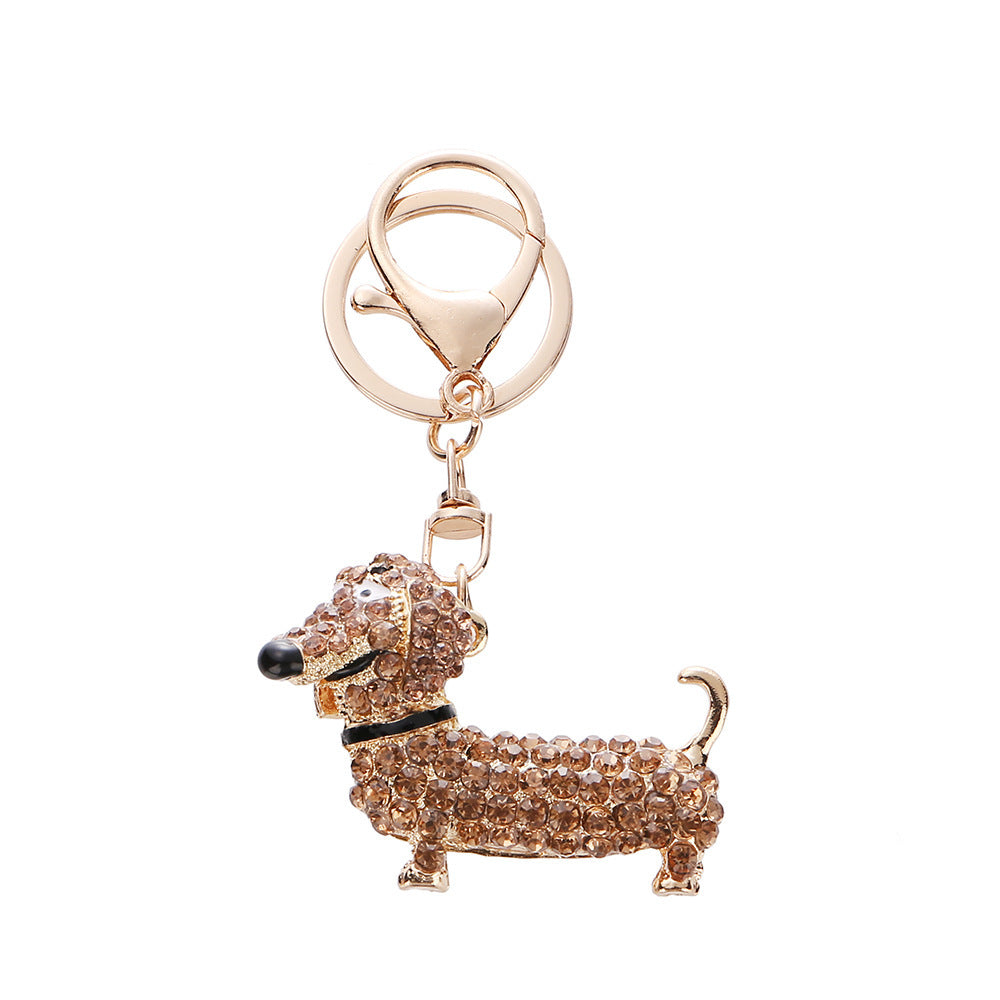 Rhinestone Dachshund Chinese Zodiac Animal Pet Bag Keychain Keychain Bag Pendant Pet Gift Ornaments