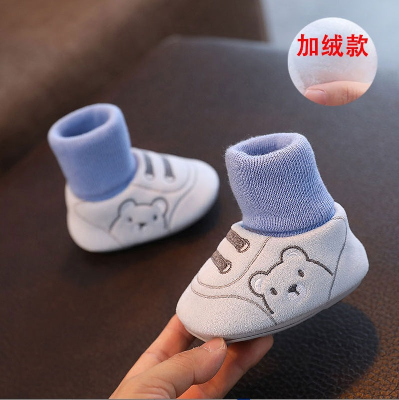 Autumn and winter baby shoes and socks 0-1 years old 3-6-12 months eight months cotton shoes warm men and women baby non-slip toddler shoes