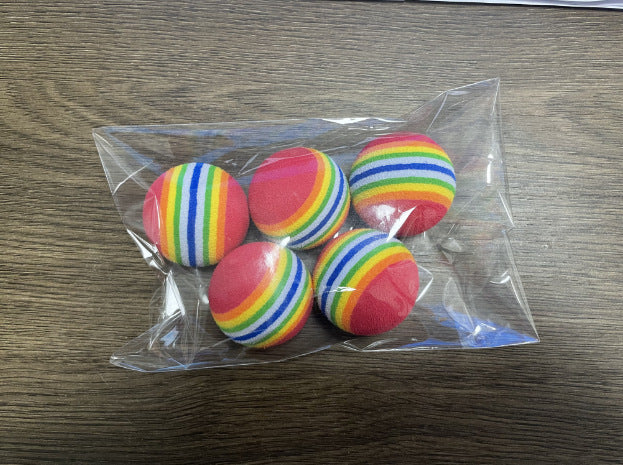 Rainbow toy ball cat solid elastic ball pet supplies kitten puppy ball toy cat ball EVA floating water