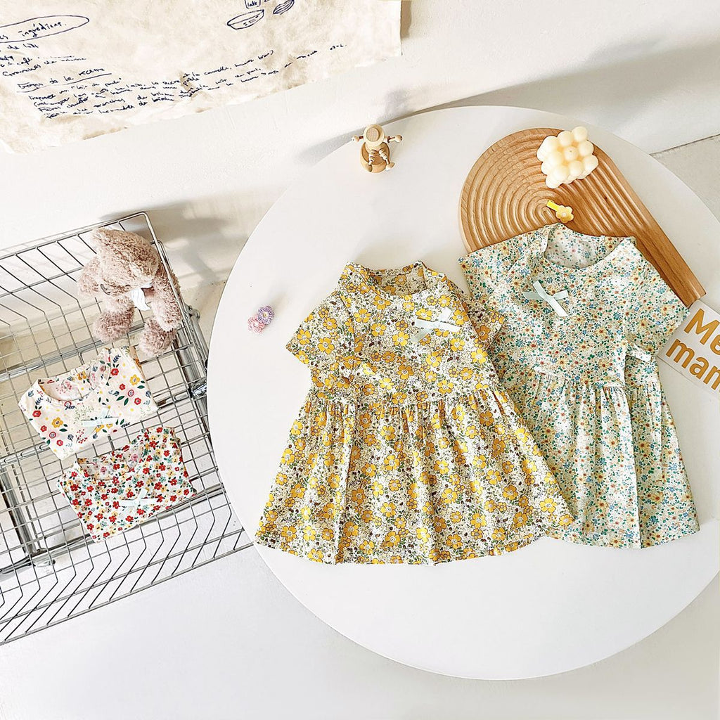 Children's clothing girl baby skirt one year old cotton baby clothing girls dress summer baby clothes floral European and American