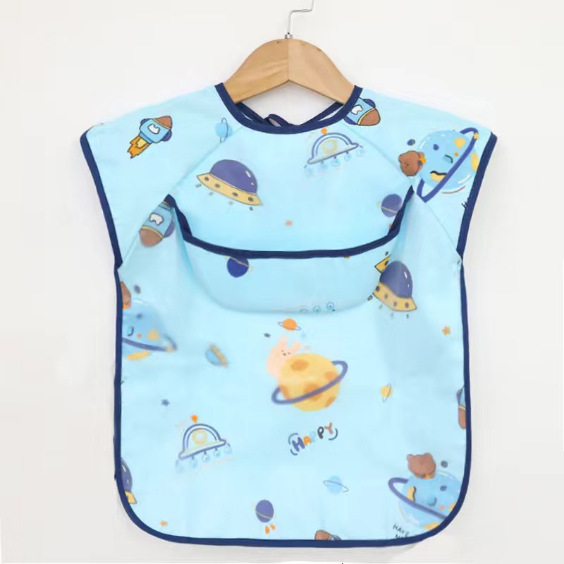Summer pure cotton thin baby eating smock apron kindergarten waterproof anti-dirty smock bib reverse wear bib