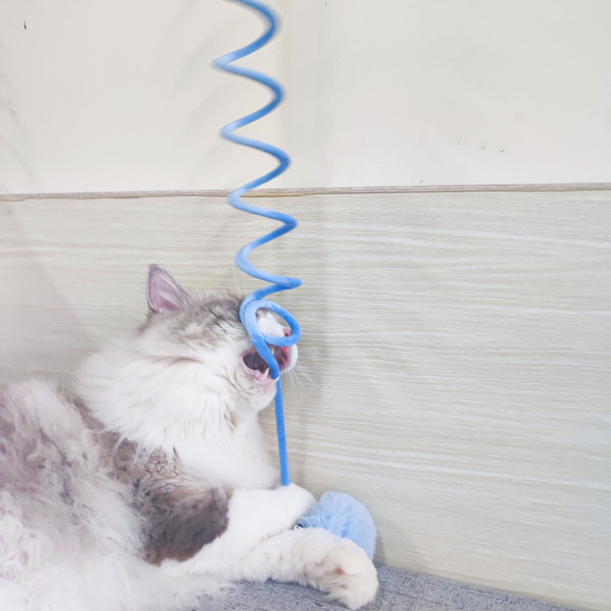 Pet supplies factory direct sales self-hi suction cup spring rabbit hair ball cat toy retractable hanging swing cat toy