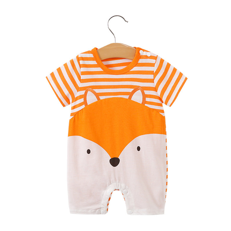Baby jumpsuit summer clothes baby short-sleeved clothes ins style newborn cartoon animal crawling cotton romper