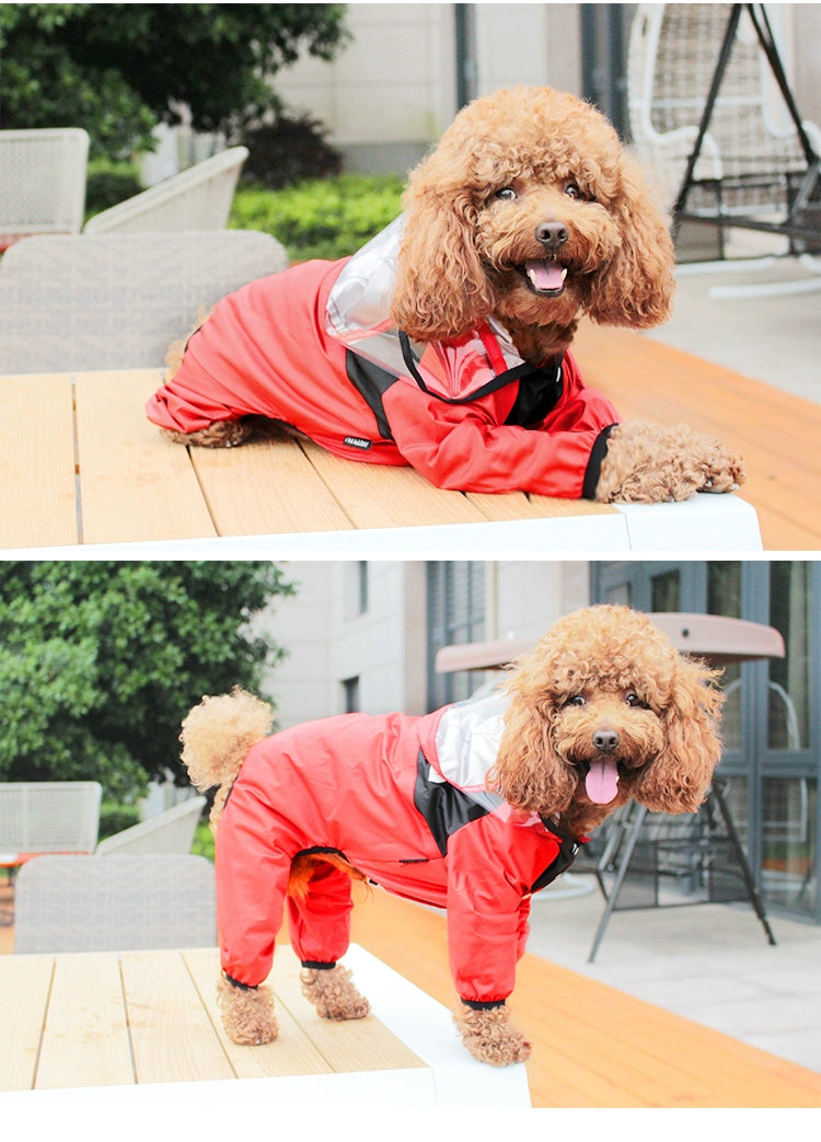 Puppy raincoat four-legged all-inclusive medium dog small dog rainy weather clothes pet rain cape