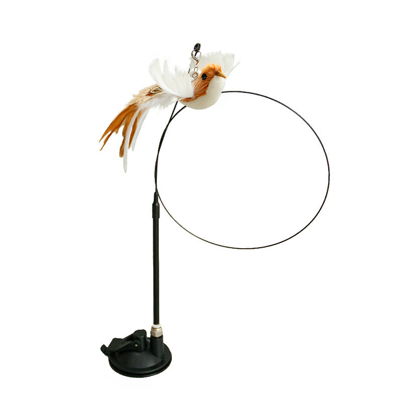 Factory spot wholesale simulation bird suction cup feather long wire long rod cat toy stick replacement head cat toy pet