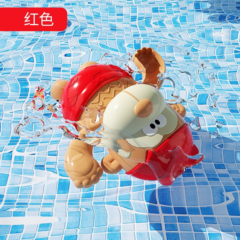 Douyin hot selling children's bathroom water swimming little penguin crab chain cool swim baby bath water toys