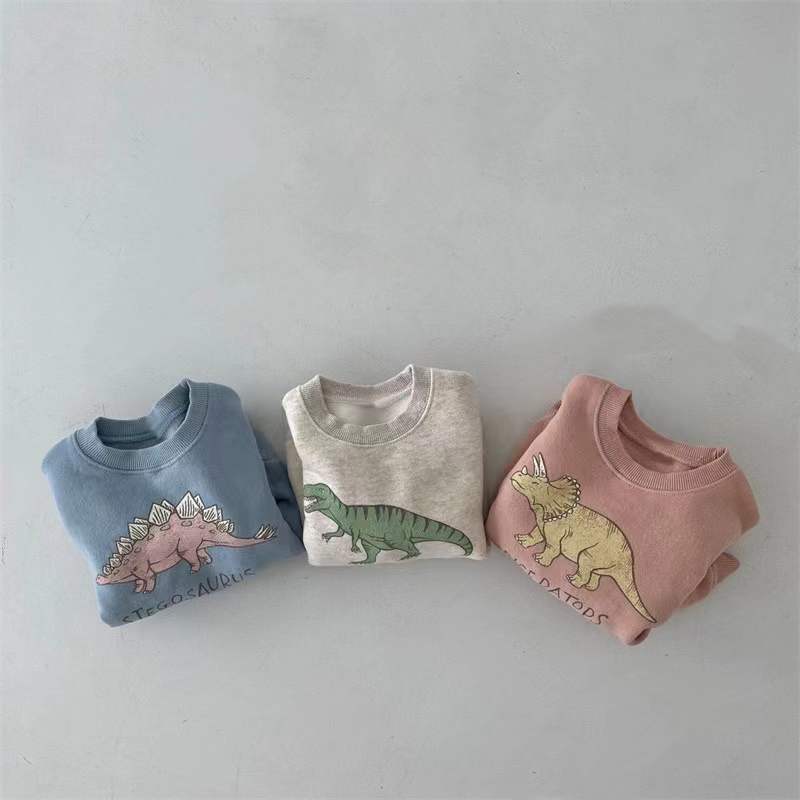 Spring and Autumn Korean version of children's clothing baby cartoon stylish cotton tops casual long-sleeved round neck boys and girls sweater soft and comfortable