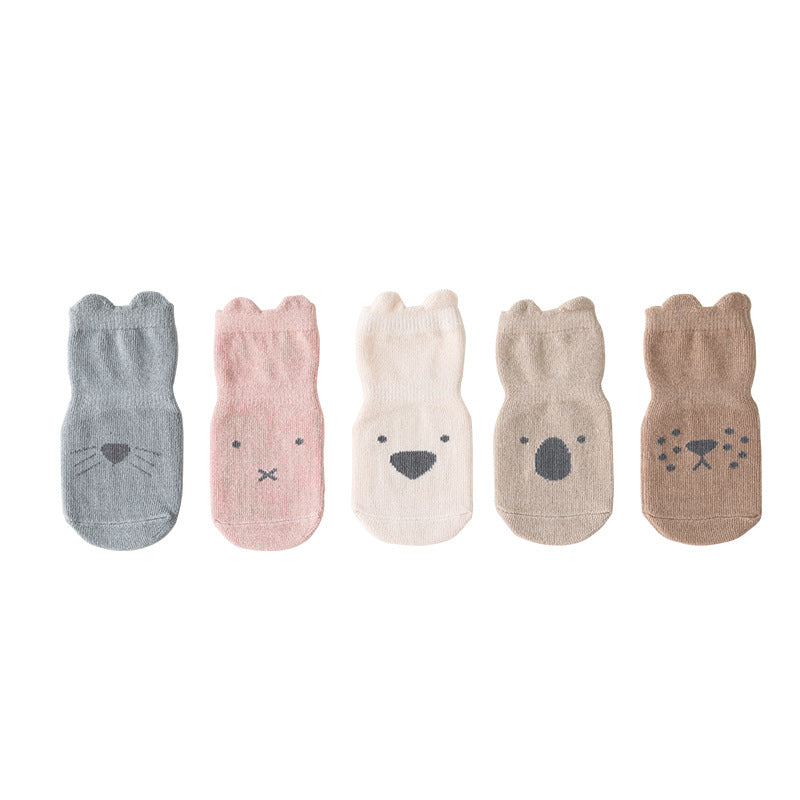 New spring and autumn children's floor socks combed cotton baby socks baby non-slip toddler socks cartoon middle tube cotton socks