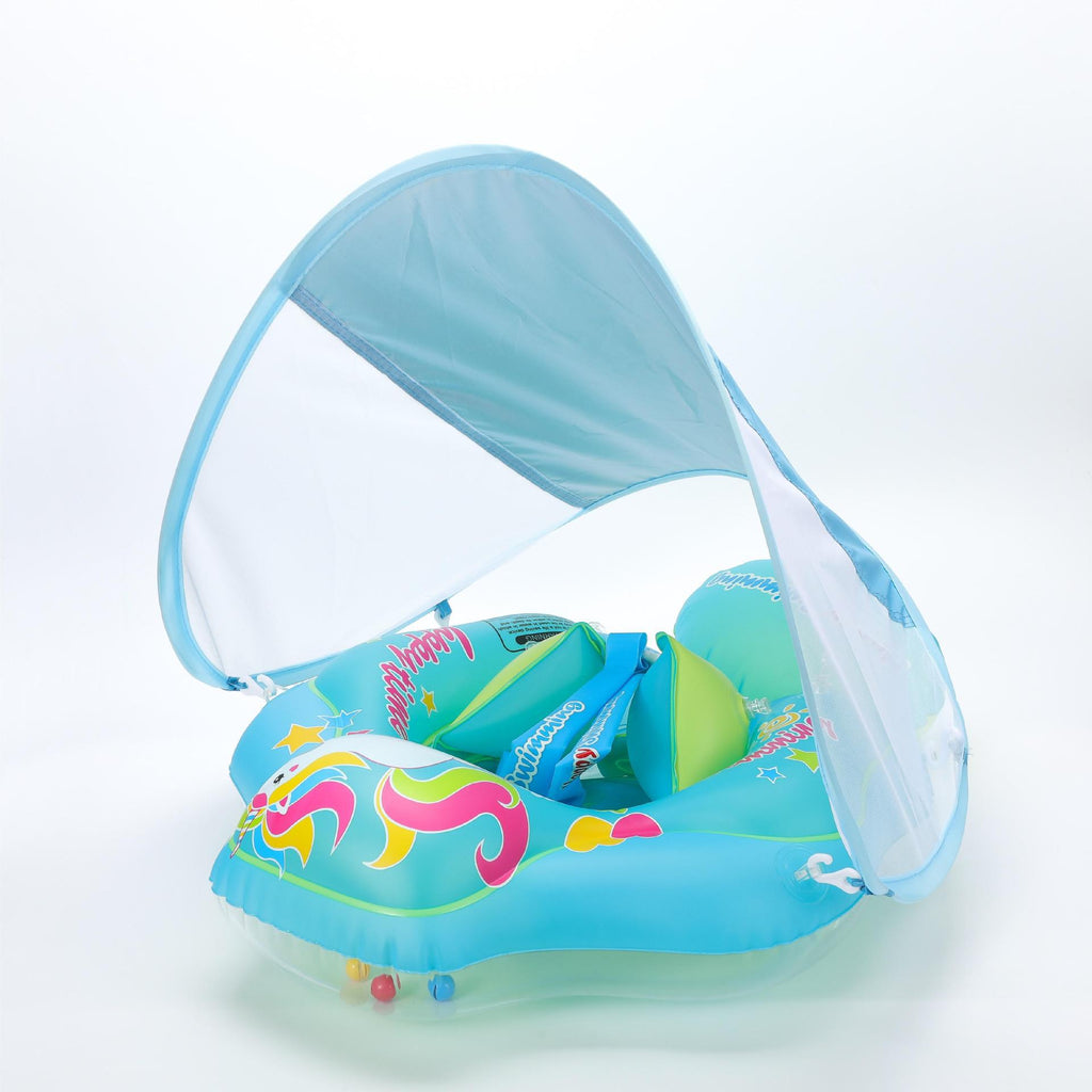 New style baby lying circle with roof children's swimming circle heightened airbag anti-rollover sunshade baby inflatable seat ring