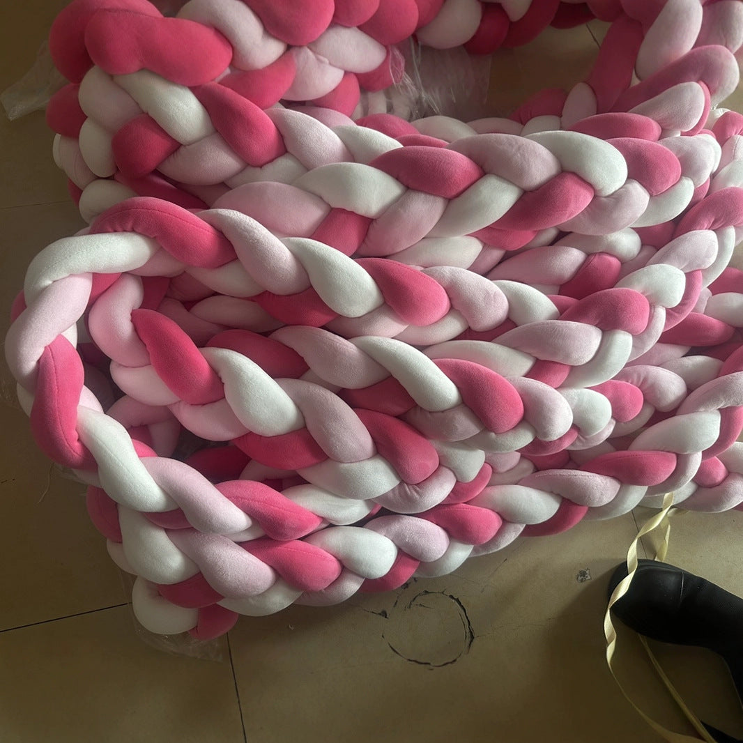 Baby crib surround ins new hand-woven long knotted ball three-strand braid anti-collision soft bag baby crib surround