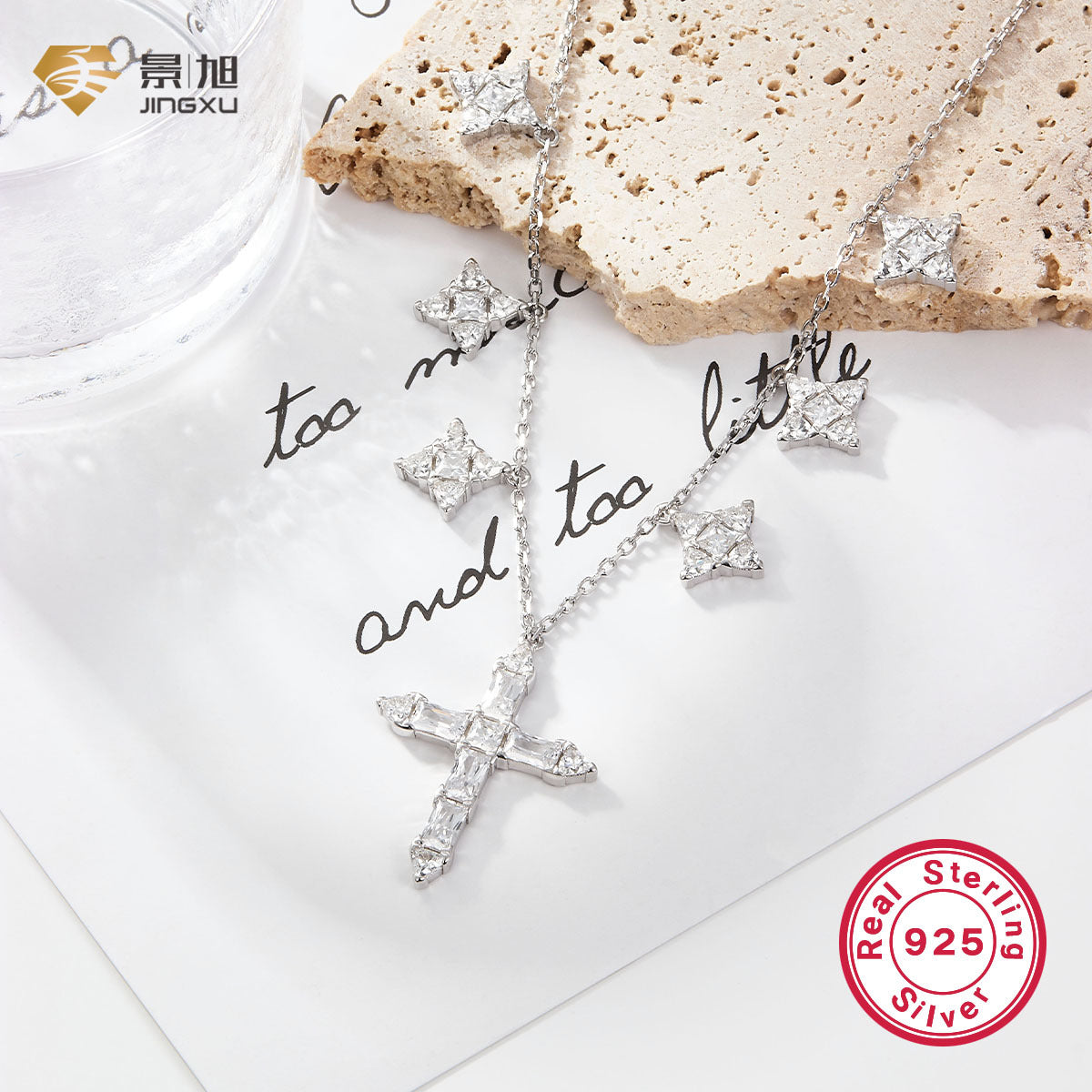 Cross-border hot selling 925 silver necklace for women European and American high-end zircon cross clavicle chain Halloween jewelry wholesale