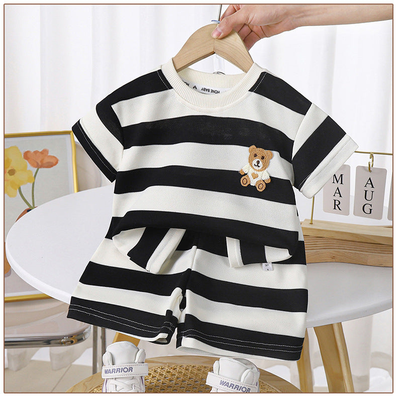 2023 new children's short-sleeved suits for girls and boys T-shirts for summer baby clothes Korean children's clothes for summer