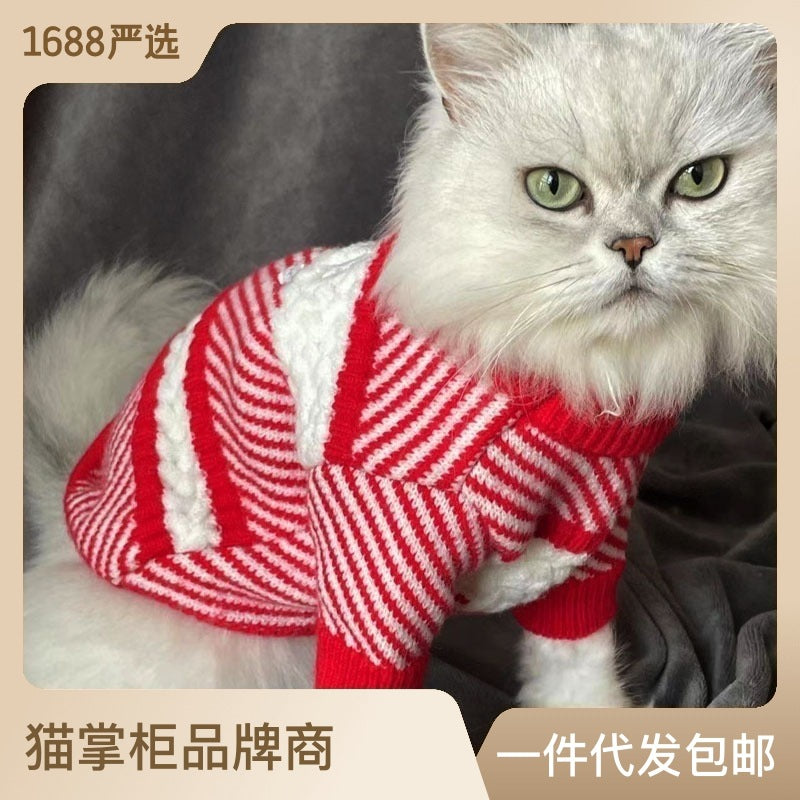 Autumn and winter trendy new knitted pet sweaters cross-border hot-selling cats and dogs warm and comfortable clothes Teddy clothing
