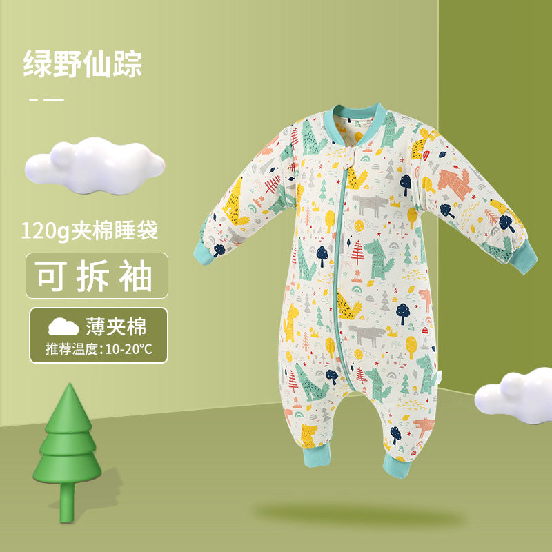 Bazaitu cross-border infant baby anti-kicking blanket pure cotton anti-startle thickened autumn and winter children's split-leg sleeping bag
