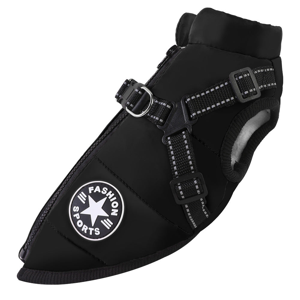 New cross-border pet clothes waterproof warm dog cotton coat winter ski suit chest and back integrated cotton vest wholesale