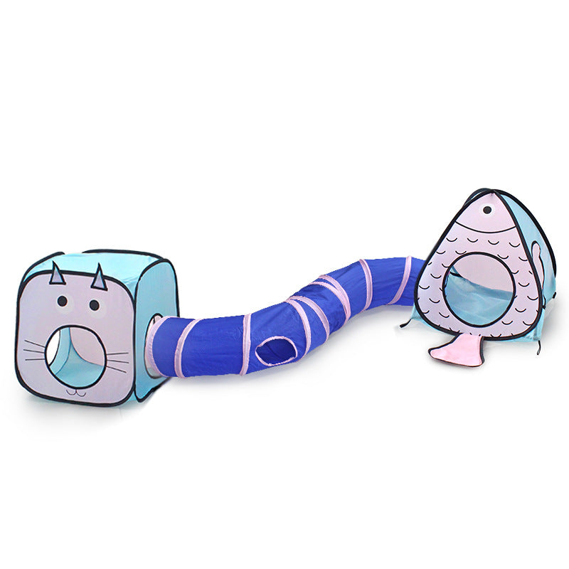 Manufacturers spot Amazon cross-border polyester cloth foldable pet tent cat tunnel toy cat channel three-piece set