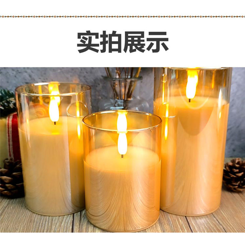 Glass shell electronic candle lamp with replaceable battery party romantic atmosphere lamp Christmas Halloween decoration lamp