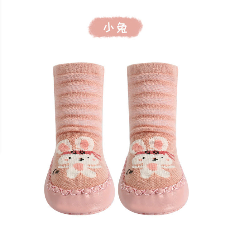 Baby Mesh Floor Socks Spring and Summer Korean Cartoon Thin Breathable Baby Leather Bottom Socks Striped Loose Children's Socks