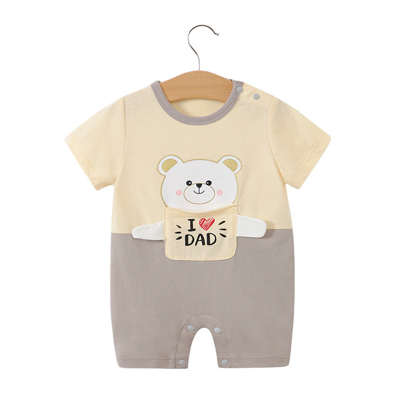 Baby jumpsuit summer clothes baby short-sleeved clothes ins style newborn cartoon animal crawling cotton romper