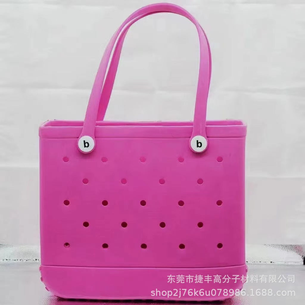 New supply EVA beach bag European and American fashion portable women's hole bag printed pet storage handbag