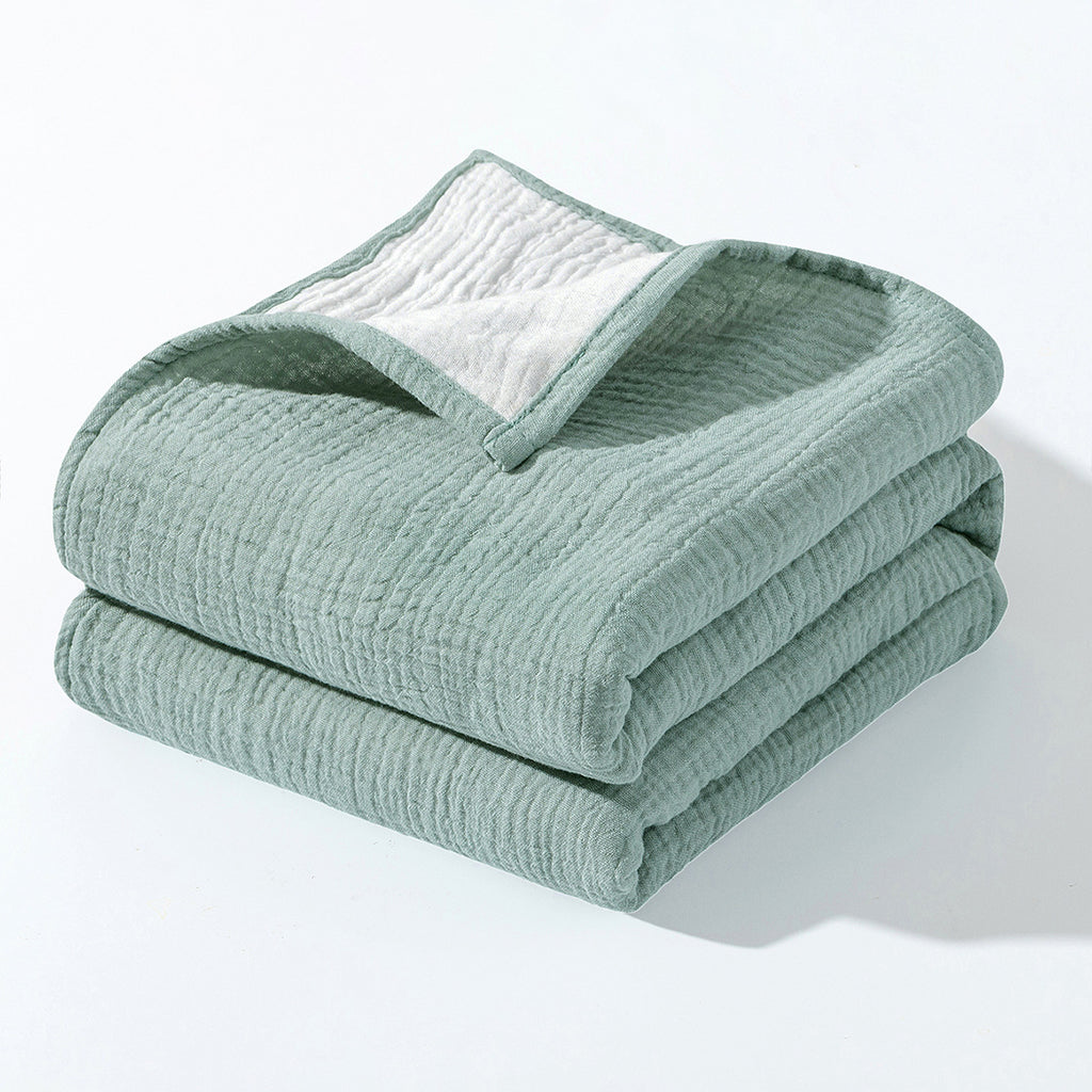 INS Amazon hot sale 4-layer two-color crepe baby blanket quilt pure cotton soft and comfortable baby blanket