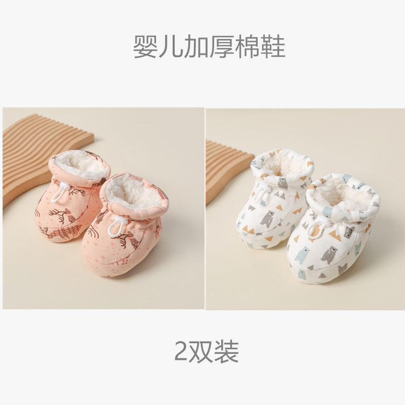 Thickened baby shoes for autumn and winter with velvet to keep warm for newborns 06 months baby cotton shoes 612 months