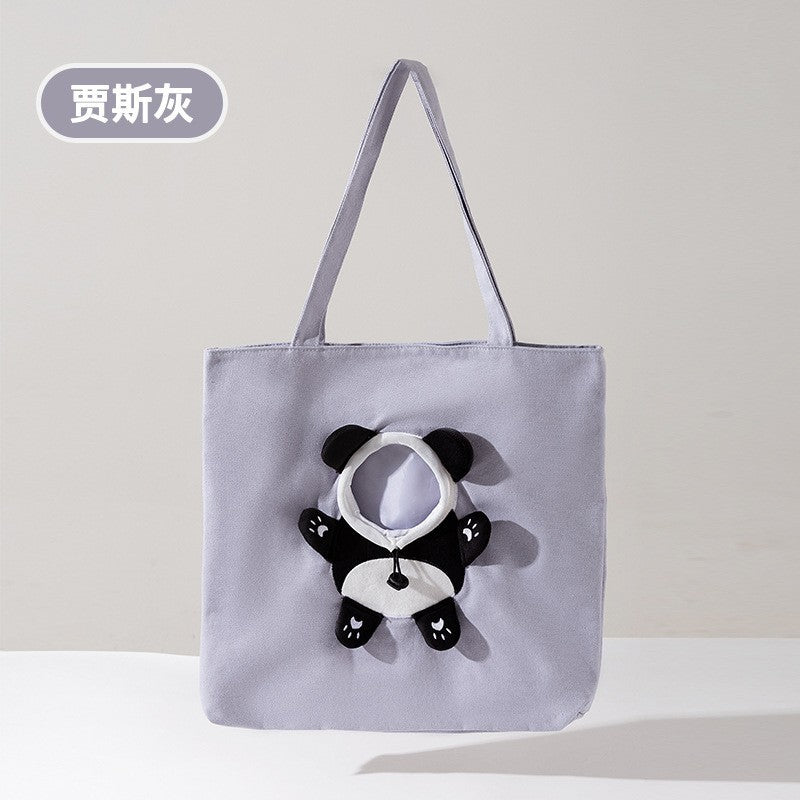 Cute canvas outing bag with exposed head and bee shape cat bag shoulder bag small dog handbag pet dog bag