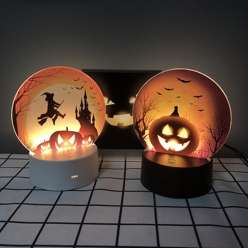 Cross-border European and American Halloween creative products pumpkin bat pattern night light scene layout props night decoration