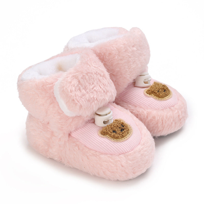 Winter newborn baby cartoon thick warm shoes and socks 0-1 year old baby cotton shoes