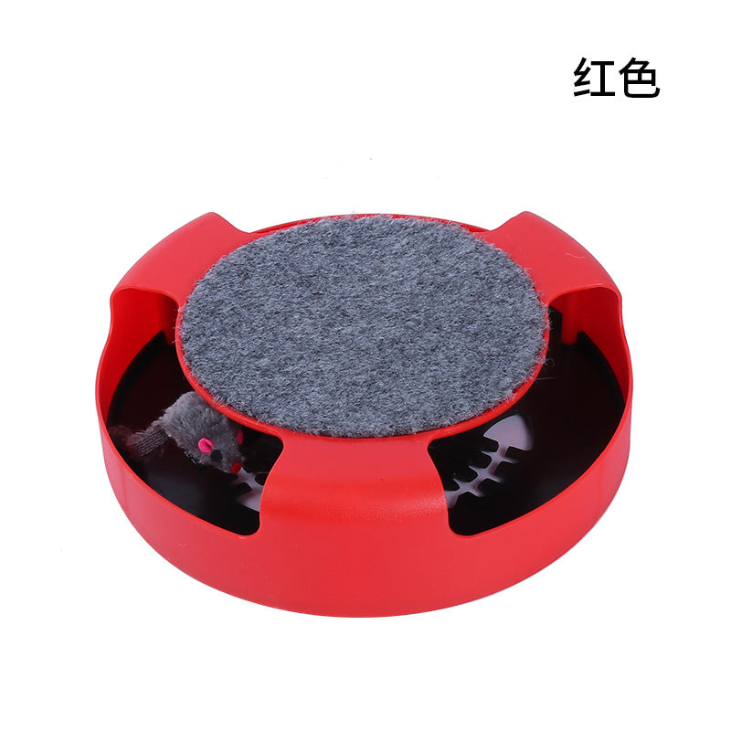 Pet supplies Amazon hot selling interactive rotating cat and mouse toy sharpening claws cat turntable self-entertaining cat toy