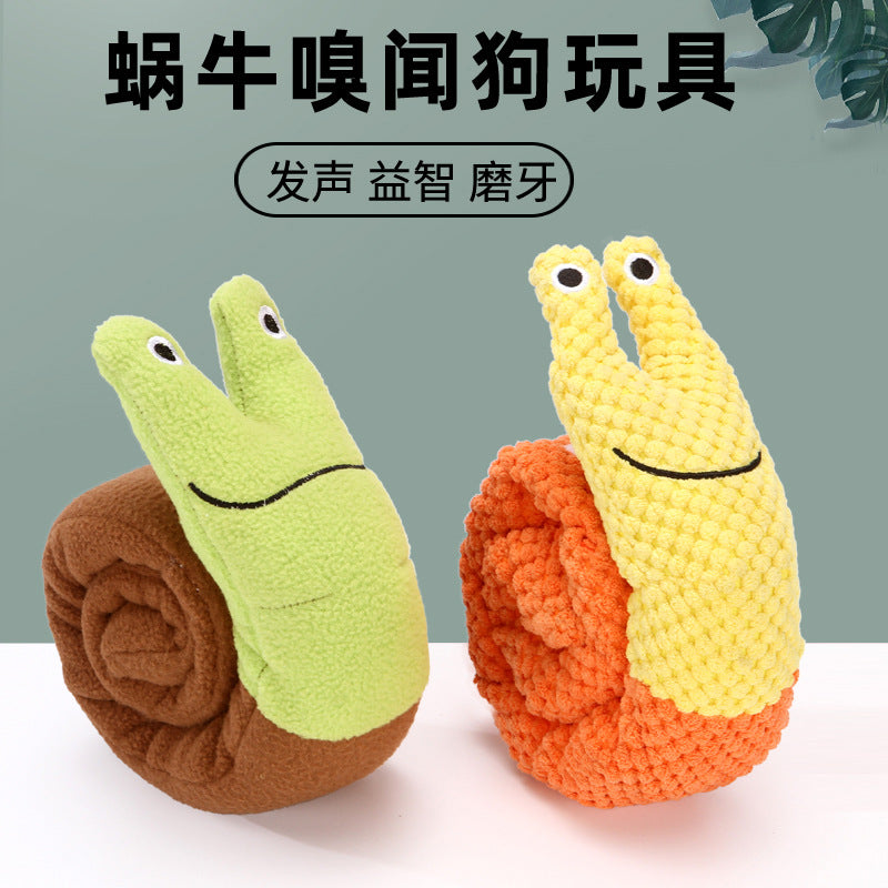 Cross-border pet toy plush snail molars resistant to bite sound puzzle foraging training dog mat sniffing mat
