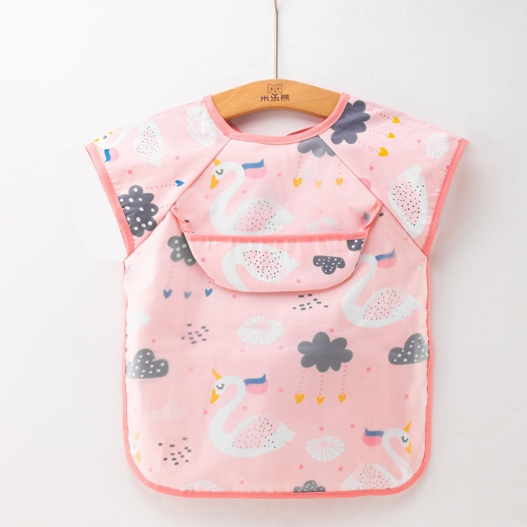 Summer pure cotton thin baby eating smock apron kindergarten waterproof anti-dirty smock bib reverse wear bib