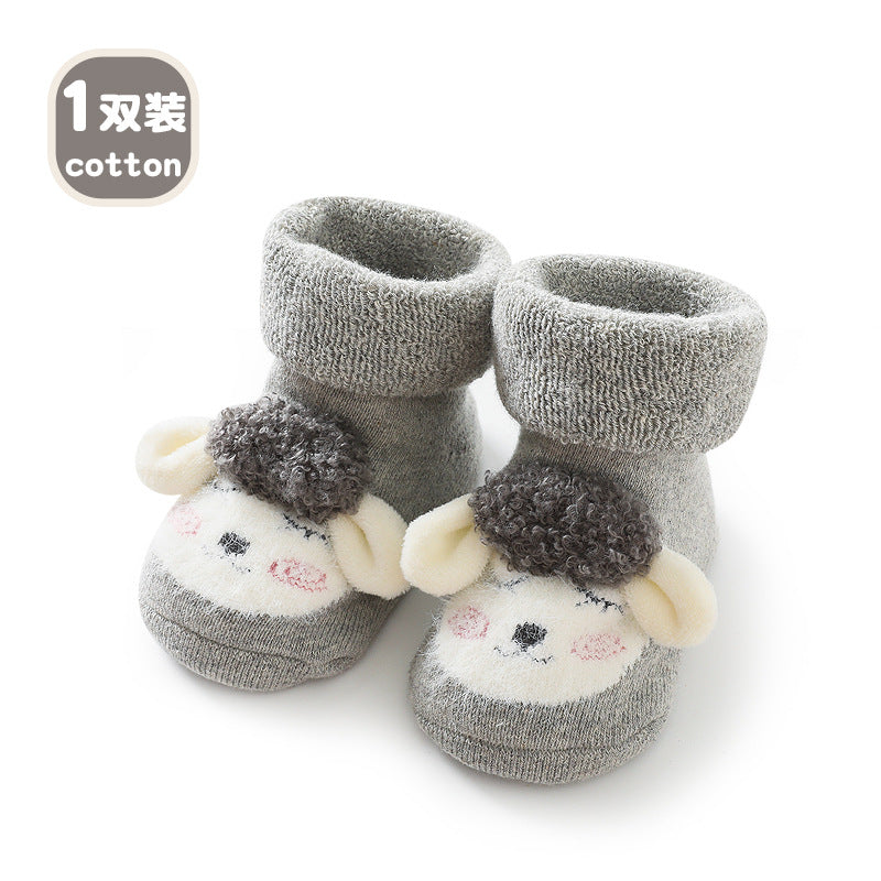 Liu Chenghang baby socks winter cartoon lamb thickened terry floor socks comfortable soft baby toddler socks wholesale