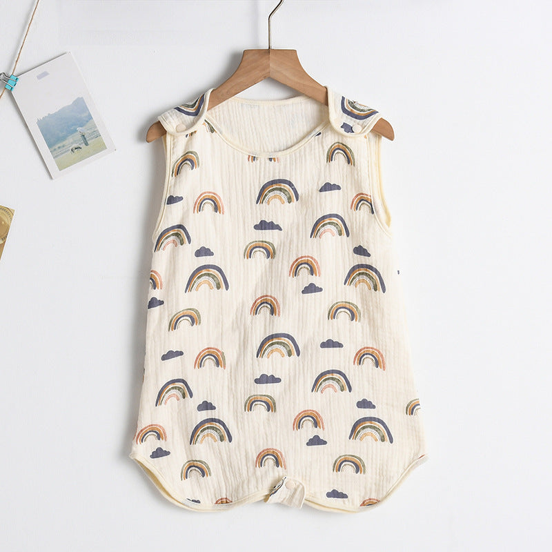 Newborn baby sleeping bag baby gauze sleeping bag children spring and summer thin anti-kick quilt four seasons universal children's pajamas