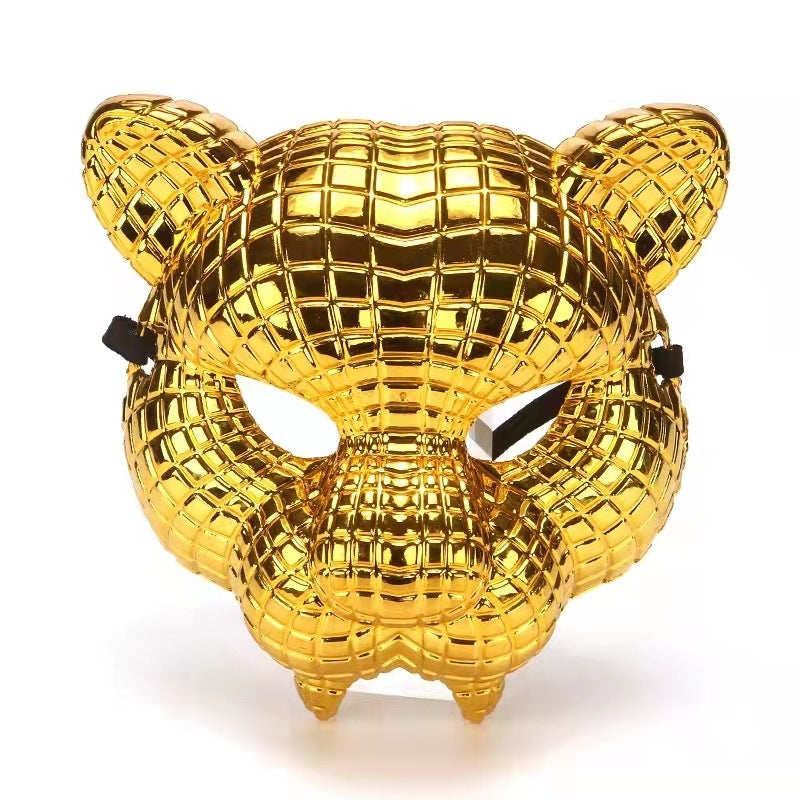 Korean movie theme square round triangle BOSS Halloween electroplated leopard performance dress up mask
