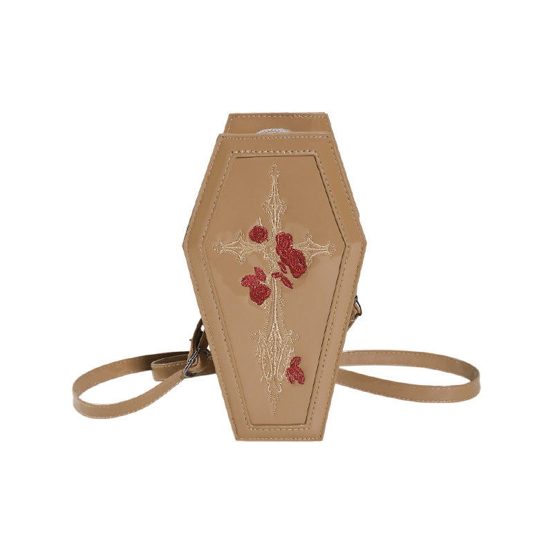 Cross-border 2024 new Halloween cross PU coffin bag European and American fashion personality funny shoulder messenger bag